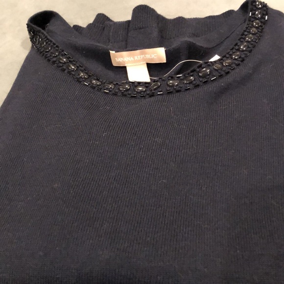 Navy Banana Republic Bejeweled Neck Sweater - Picture 6 of 6